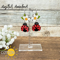 Ladybug Earring SVG | Floral Spring Earrings Svg | Laser jewelry template