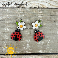 Ladybug Earring SVG | Floral Spring Earrings Svg | Laser jewelry template