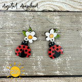 Ladybug Earring SVG | Floral Spring Earrings Svg | Laser jewelry template