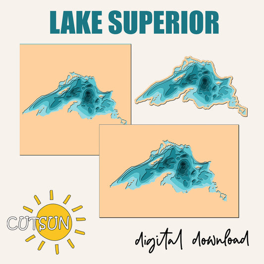 Digital download of Lake Superior with 'CUTSUN' logo and text.