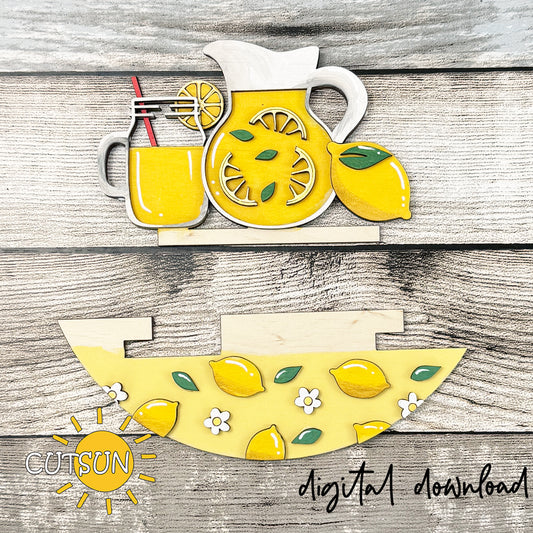 Lemonade Add-On for Interchangeable Round Sign | Summer Lemon Door Hanger Insert Laser Cut File
