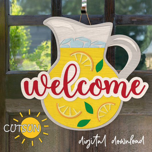 Lemonade Jug Door hanger SVG | Lemonade Jug welcome sign SVG