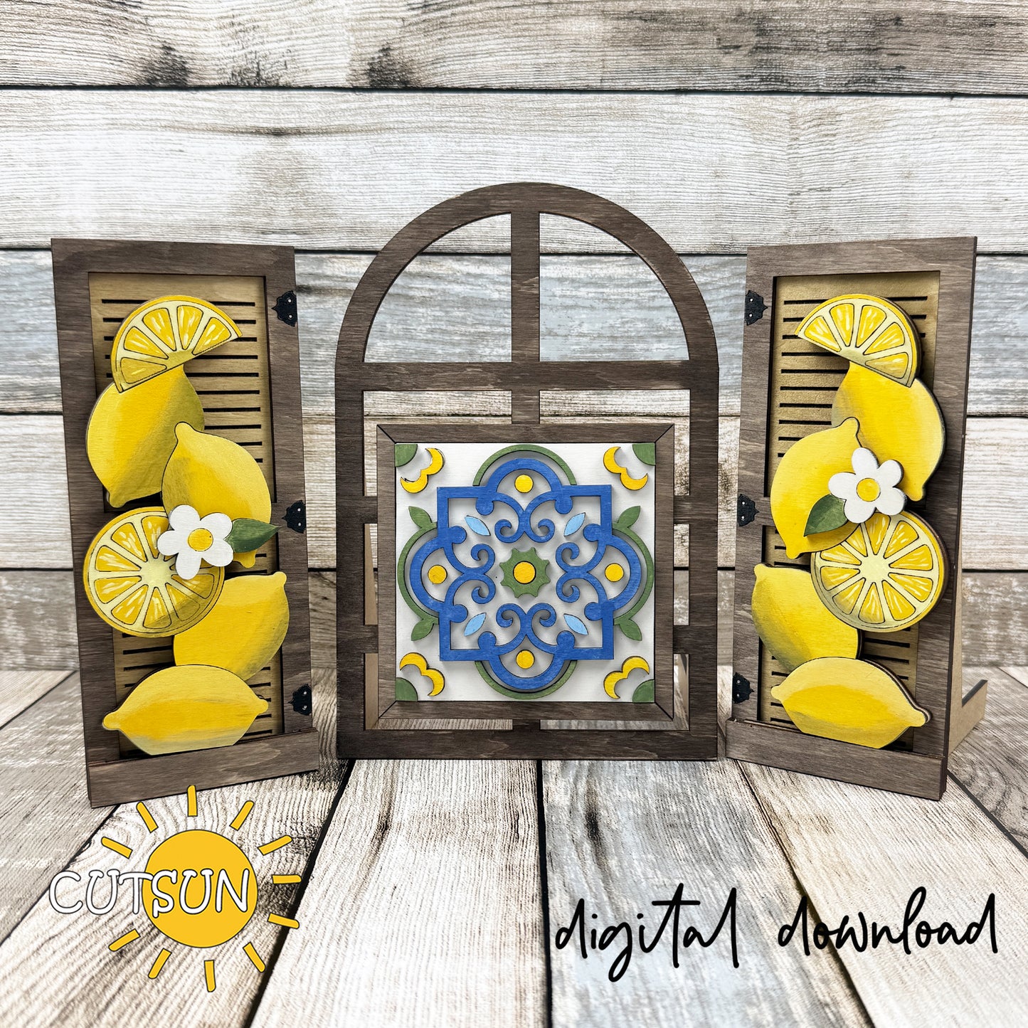 Lemon Farmhouse Window Add-On SVG for Interchangeable Decor | Summer Lemon Laser Cut File