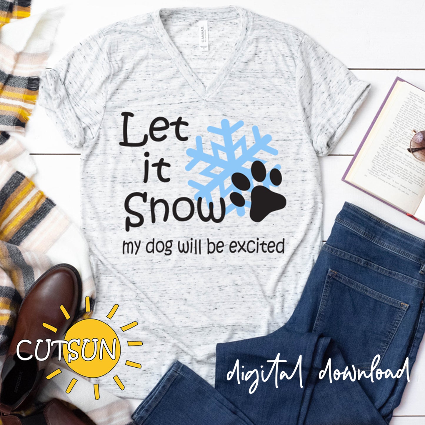Let it snow with a snowflake and a paw