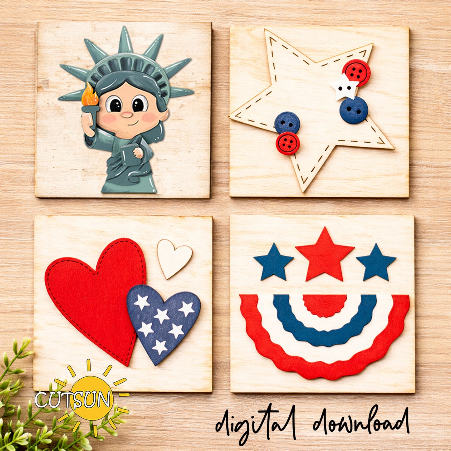 Liberty Leaning Signs SVG Bundle – Patriotic Tiered Tray Decor | 4th of July Laser Cut Files