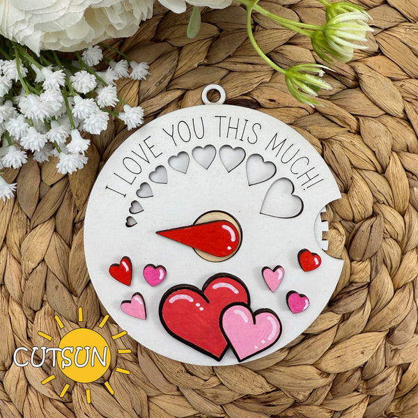 Valentine's day rotating ornament SVG Laser cut file