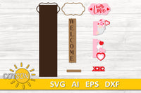 Valentine SVG porch sign add-on with an Interchangeable Porch leaner SVG Love gnome svg vertical sign SVG Hello Love svg Laser cut file