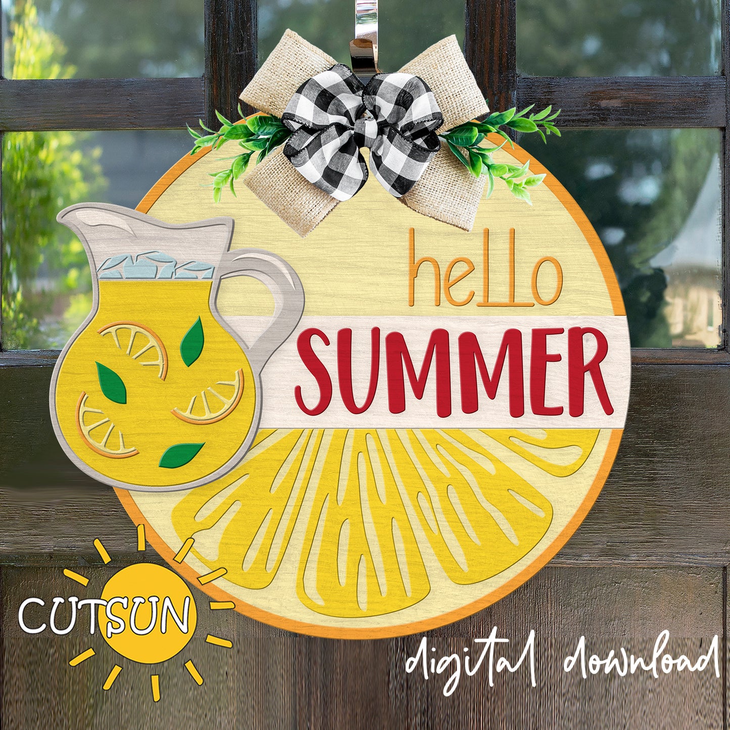 Hello Summer Door hanger SVG | Lemonade door hanger SVG | Lemon door hanger svg