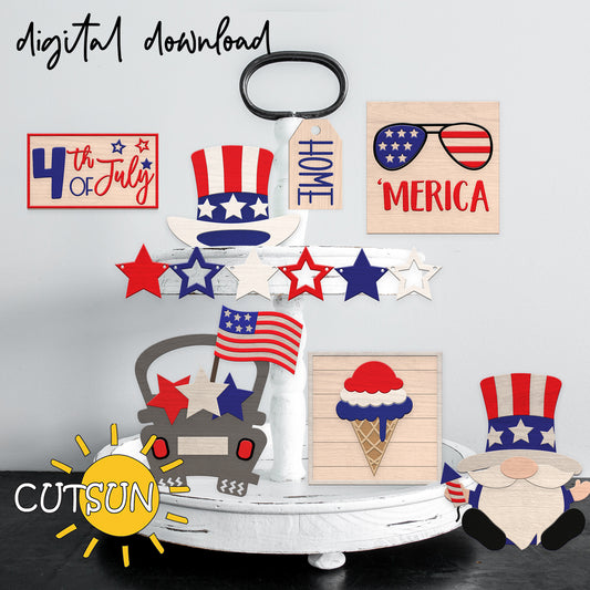 Patriotic Tiered Tray SVG | 4th of July Tiered Tray SVG | 4th of July Tier tray SVG