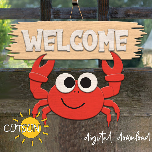 Crab welcome sign SVG | Crab door hanger SVG