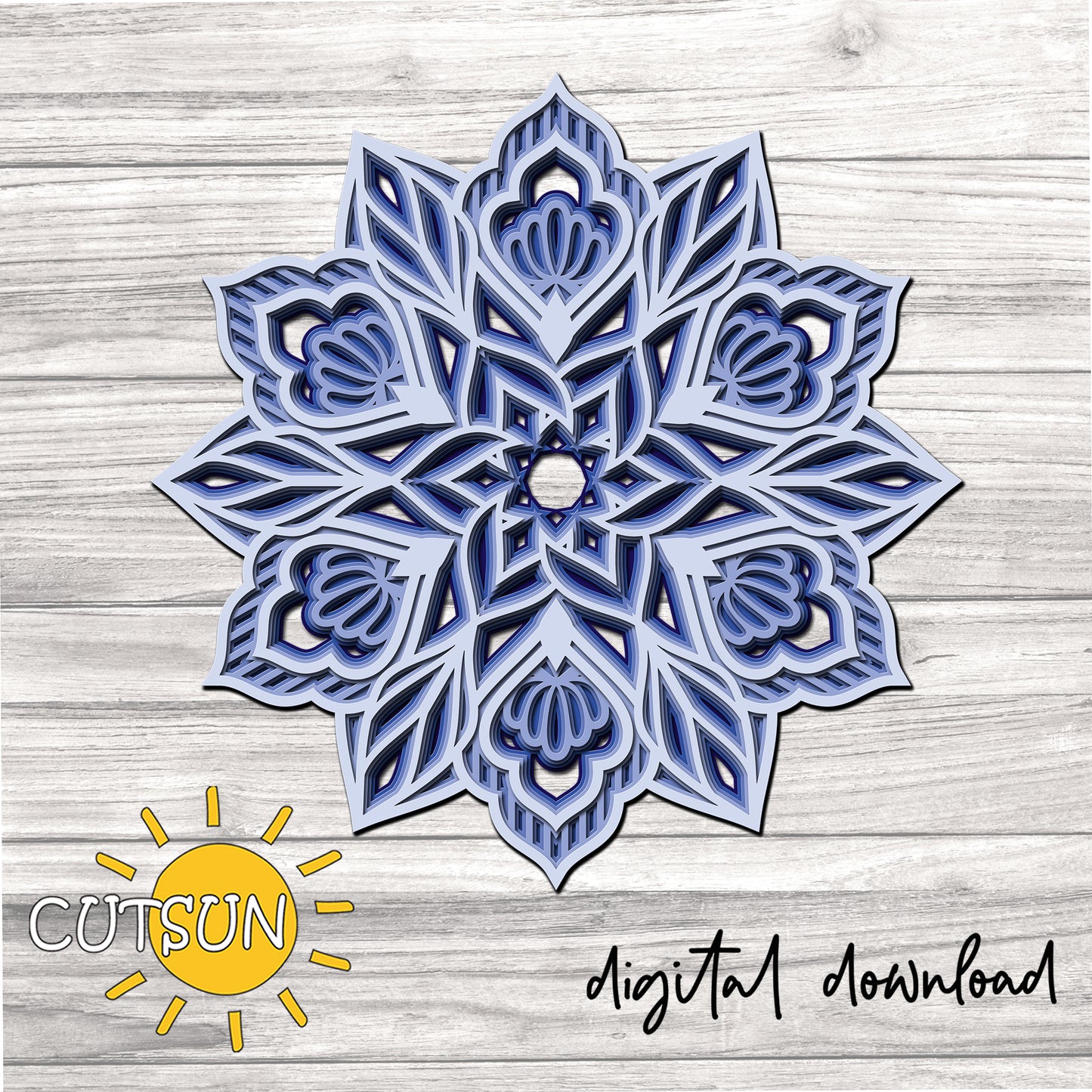 3D Layered Mandala SVG cut file 5 layers