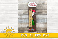 Merry Christmas porch sign add-on with a free Interchangeable Porch leaner SVG Santa svg vertical porch sign Christmas decor Laser cut file