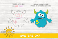 Cute Monsters ornaments SVG Bundle | Cute monsters charms / magnets SVG bundle - laser cut file