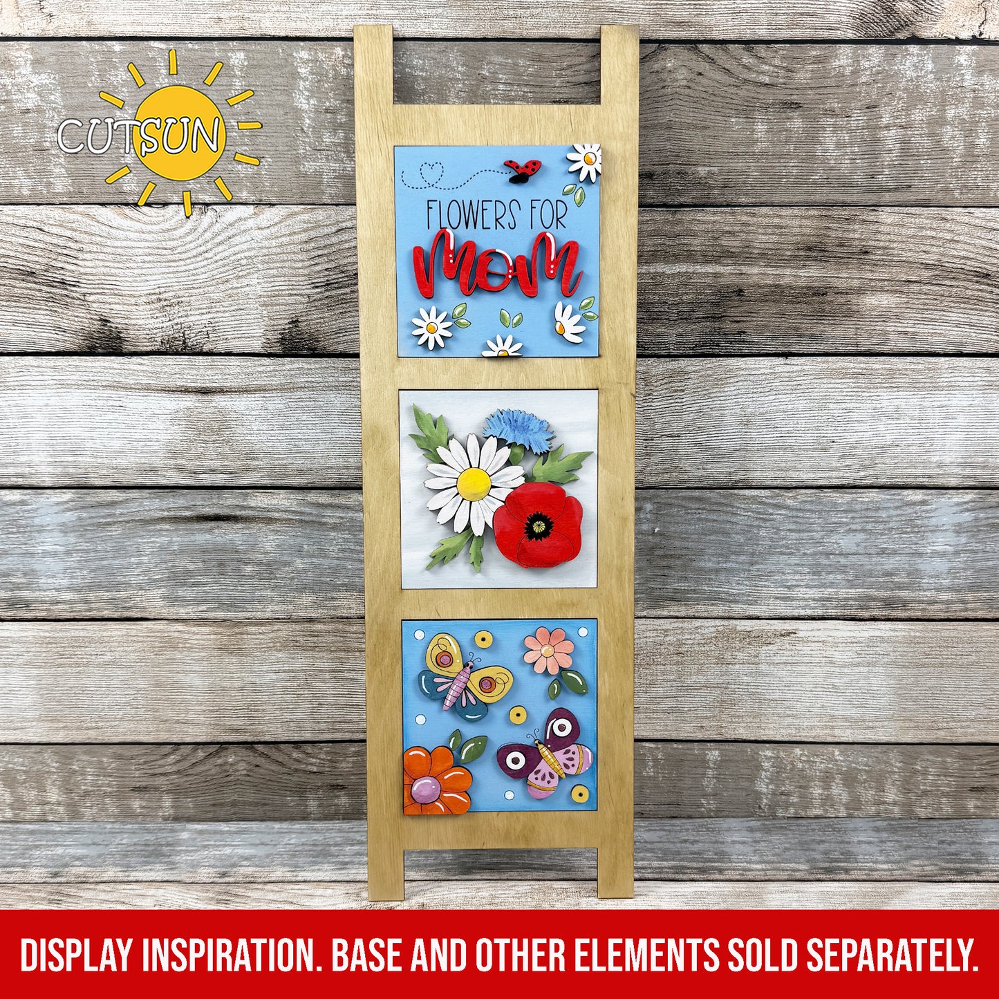 Flowers for Mom Farmhouse Window Add-On SVG for Laser Cutters | Interchangeable Mother’s Day Sign | Digital Download