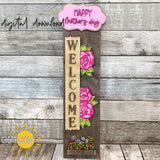 Mother's day porch sign add-on with a free Interchangeable Porch leaner SVG Floral vertical porch sign SVG Porch decor Laser cut file