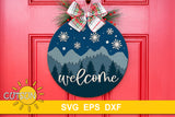 Winter mountains door hanger SVG digital download