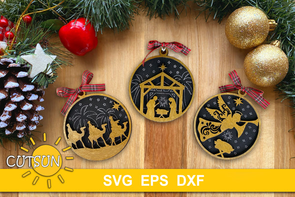 Nativity Christmas Ornaments SVG bundle Laser cut files