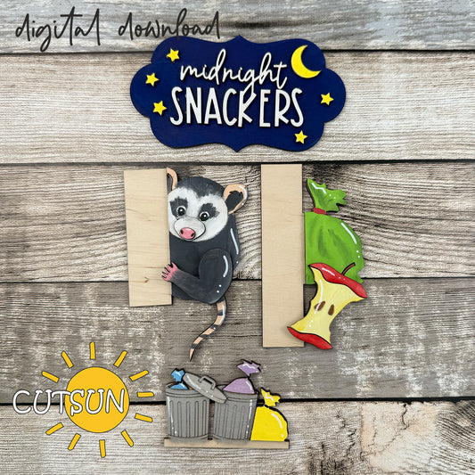 Midnight Snackers Add-On SVG for Vertical Porch Leaners | Opossum Trash Laser Cut File | Interchangeable Welcome Sign Décor