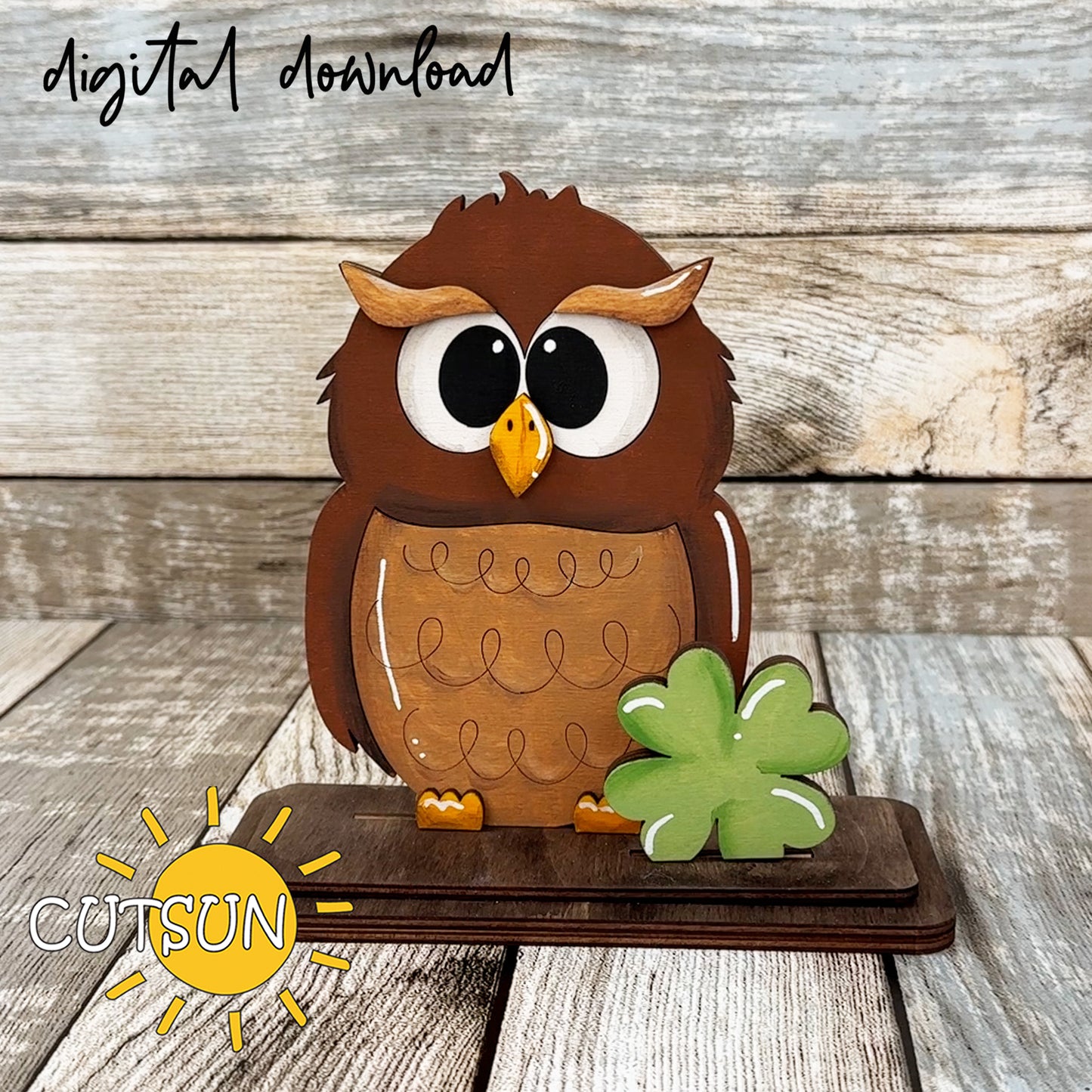 Interchangeable Owl Shelf Sitter SVG – Cute Owl Interchangeable Decor Laser Cut File Digital Download