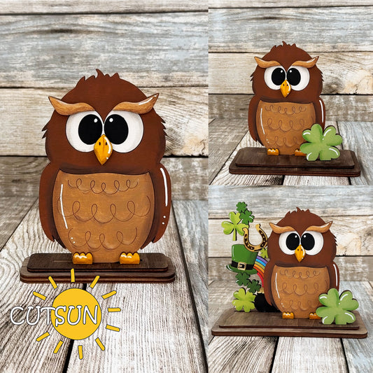 Interchangeable owl shelf sitter SVG laser cut file cute owl decor digital download
