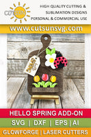 Hello Spring Add-on and Interchangeable Cutting board decor SVG Glowforge SVG Laser cut file