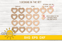 Patterned hearts dangle earrings SVG bundle