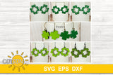 Patterned shamrocks earrings SVG digital download
