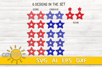 Patterned Stars dangle earrings SVG bundle Laser cut file Glowforge svg