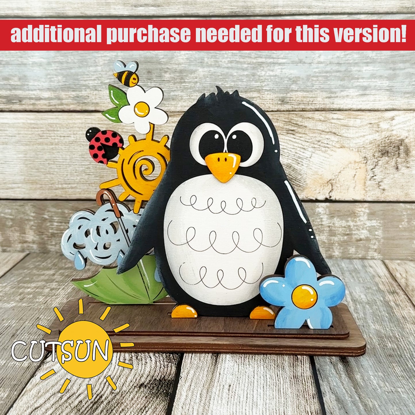 Interchangeable Penguin Shelf Sitter SVG – Cute Penguin Interchangeable Decor + 15 add-ons