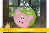Pink pig door hanger svg