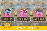 Pig door hanger SVG Round interchangeable door sign svg Pig svg BASE FILE Glowforge svg Laser cut file