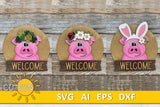 Pig door hanger SVG Round interchangeable door sign svg Pig svg BASE FILE Glowforge svg Laser cut file