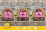 Pig door hanger SVG Round interchangeable door sign svg Pig svg BASE FILE Glowforge svg Laser cut file