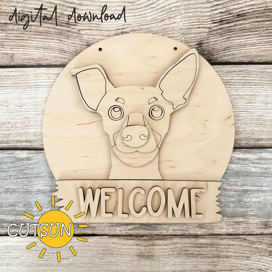 Pinscher Interchangeable Round Sign SVG – Dog Welcome Sign Laser Cut File
