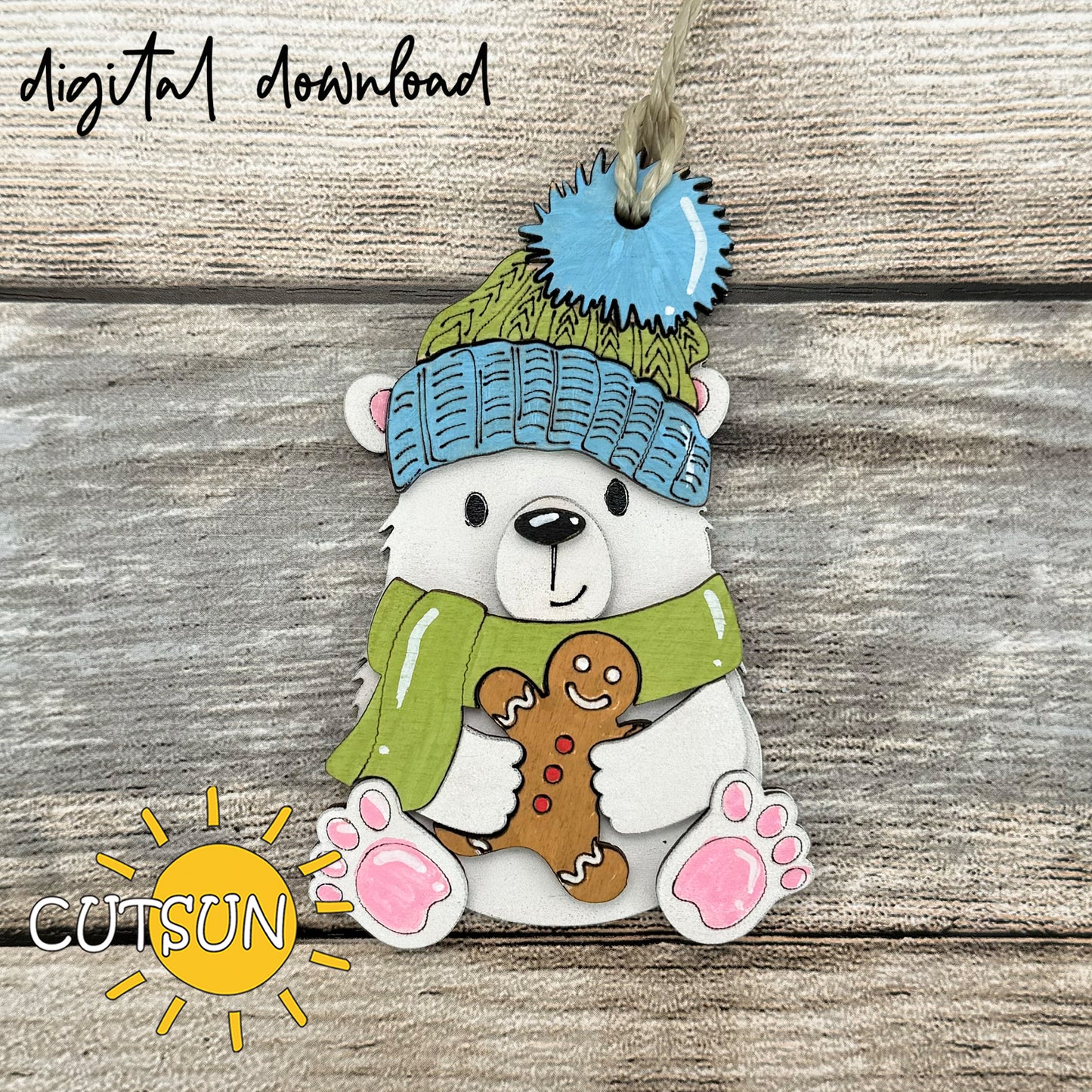Christmas Bear Ornament SVG Bundle – Polar Bear, Panda & Brown Bear Laser Cut Files | Cute Holiday Ornaments