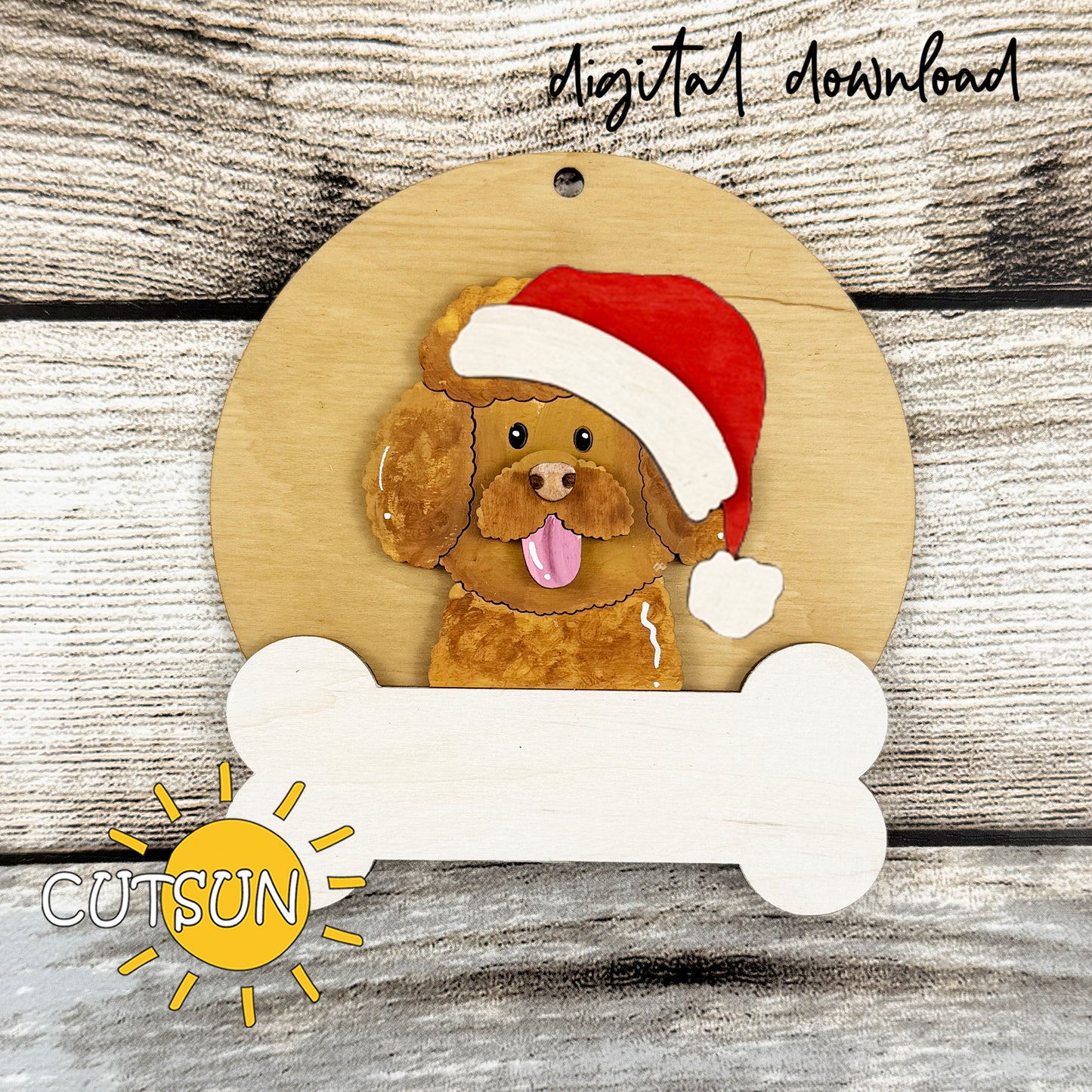 Personalized Poodle Christmas Ornament SVG | Layered Dog Ornament Laser Cut File | Holiday Pet Decoration Digital Download (Copy)