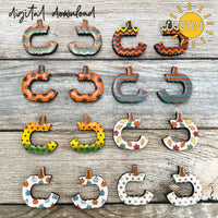 Pumpkin hoop earrings SVG Laser cut earrings digital download