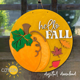 Fall door hanger SVG | Pumpkin door hanger SVG | Hello fall door sign svg