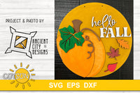 Fall door hanger SVG | Pumpkin door hanger SVG | Hello fall door sign svg