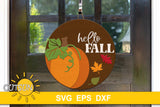Hello Fall Pumpkin and fall leaves door hanger SVG