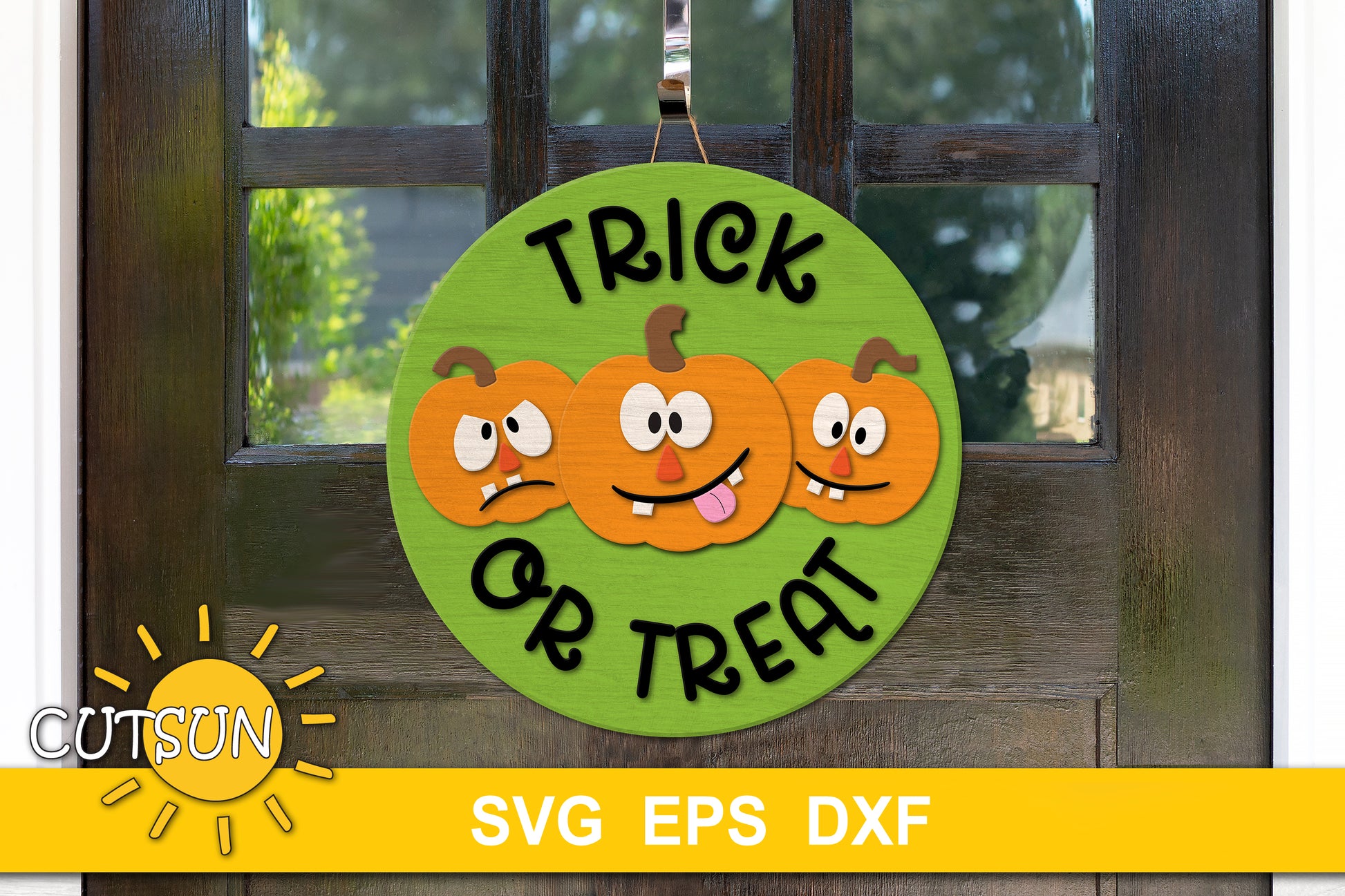 Pumpkins trick or treat door hanger SVG