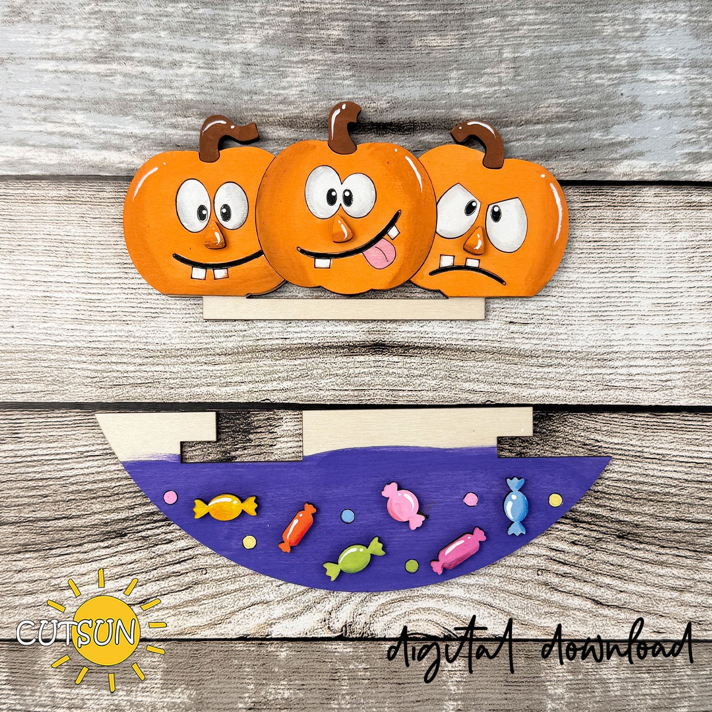 Funny Pumpkin SVG Insert for Interchangeable Round Sign – Halloween Door Hanger Laser Cut File