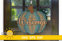 Folk art pumpkin door hanger SVG