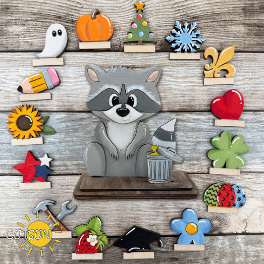Raccoon Shelf Sitter SVG – Cute Trash Panda Laser Cut File