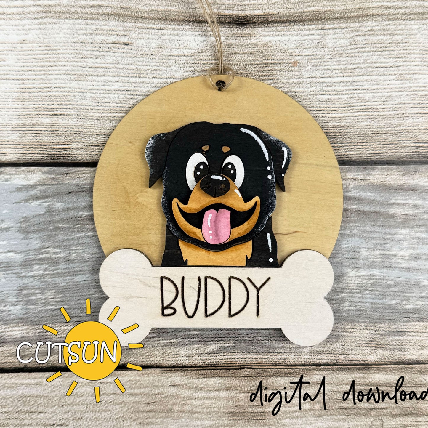 Rottweiler Christmas Ornament Bundle | Laser Cut Dog Bone Ornaments | Personalized Pet Holiday Decor Digital File