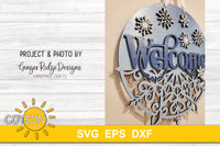 Snowflake door hanger Welcome sign SVG digital download for laser cutters or Cricut / Silhouette craft cutting machines