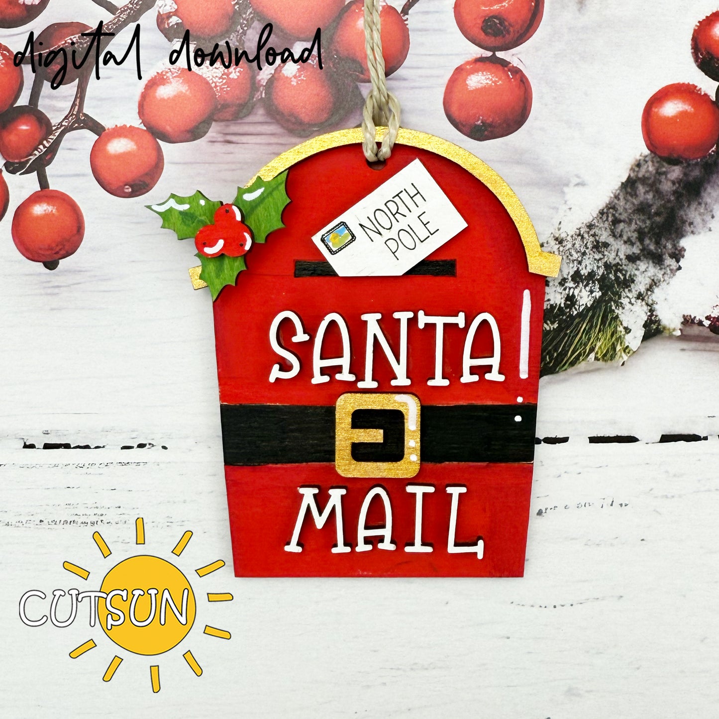 Santa Mail Ornament SVG – Christmas Mailbox Laser Cut File | Letter to Santa Decoration