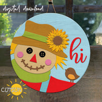 Fall Welcome sign SVG | Scarecrow Hi Door sign SVG