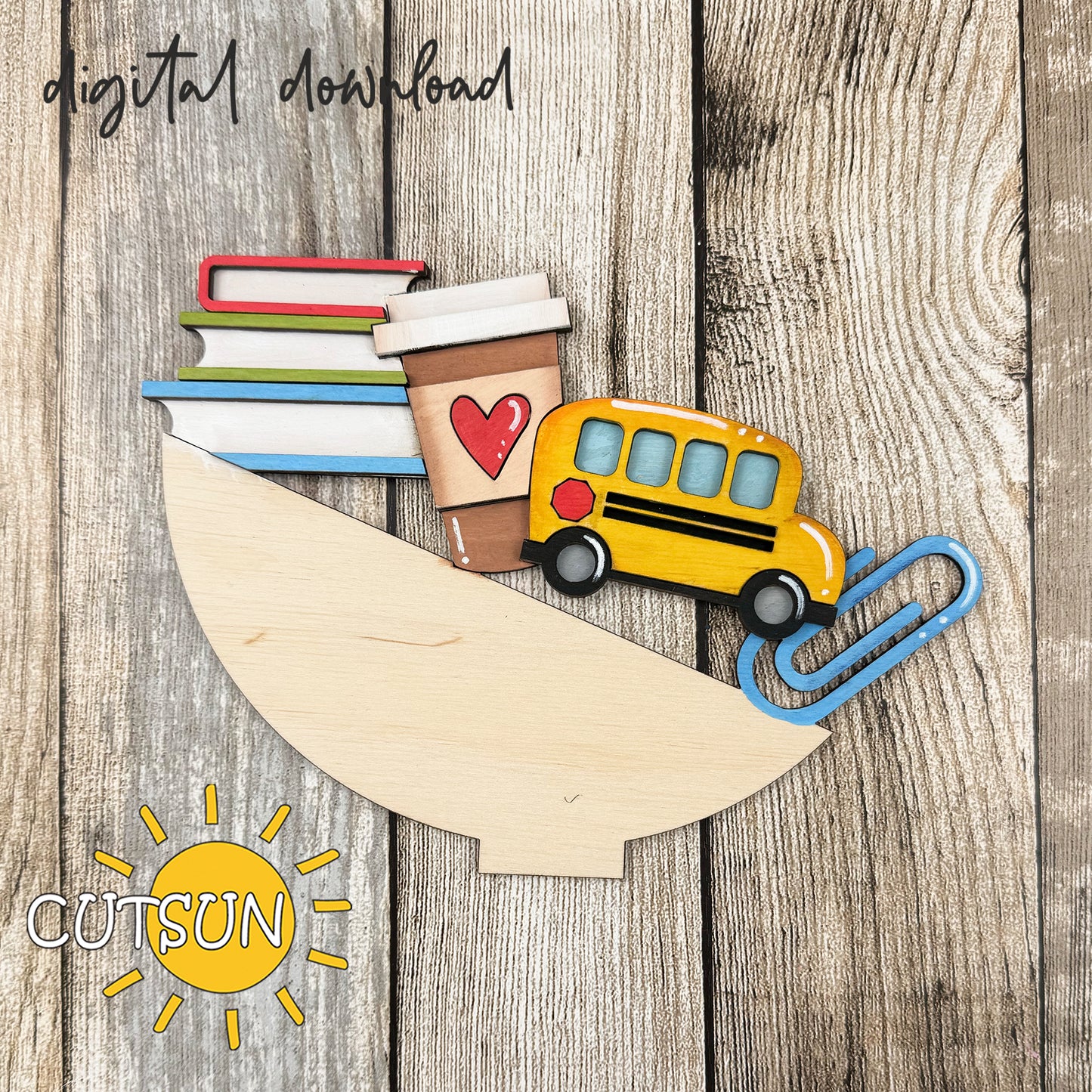 School SVG Add-On for Interchangeable Upside-Down Umbrella Shelf Sitter – Apple & Latte Variants – Laser Cut File