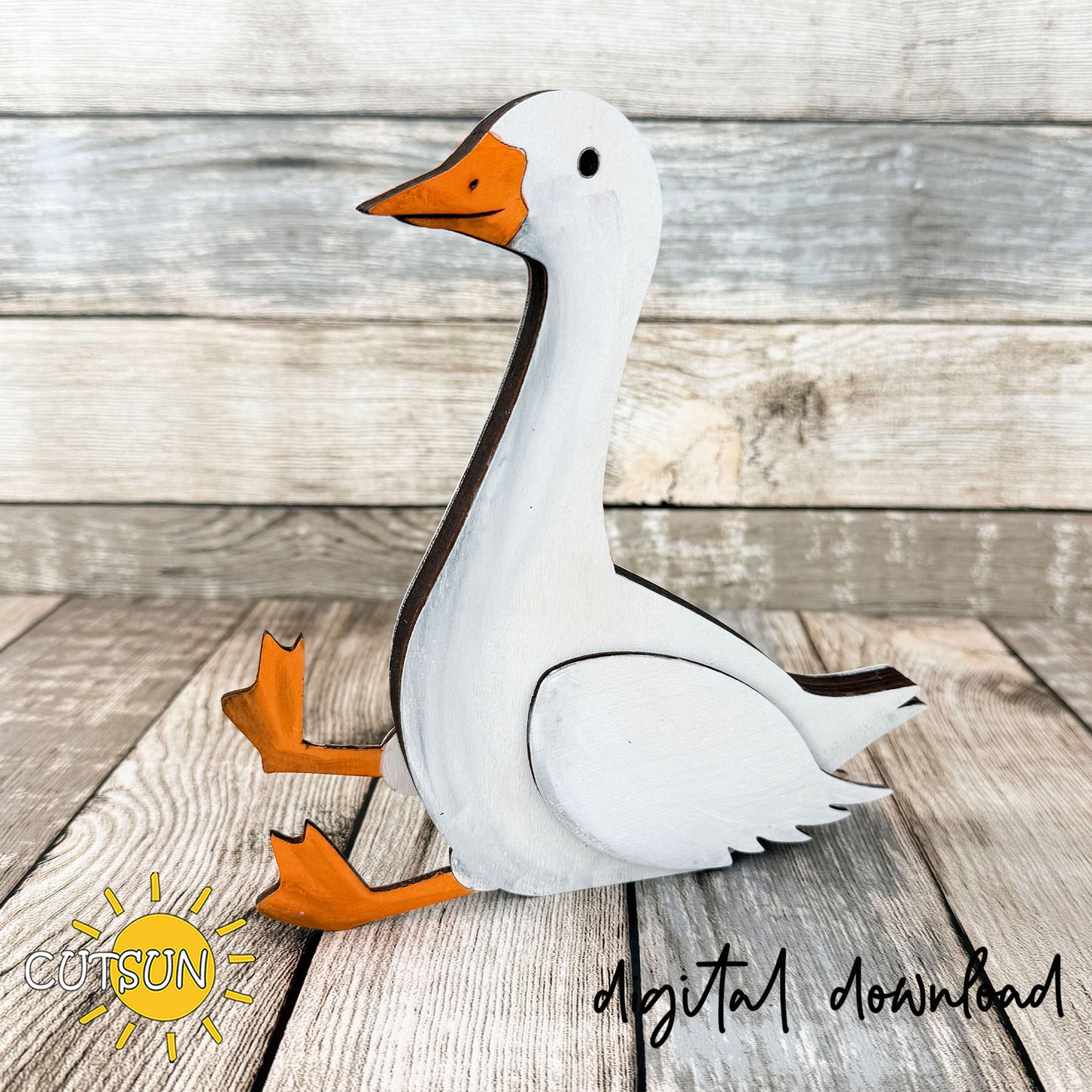 Goose Shelf Sitter SVG – Freestanding Layered Goose Laser Cut File for Rustic Farmhouse Decor